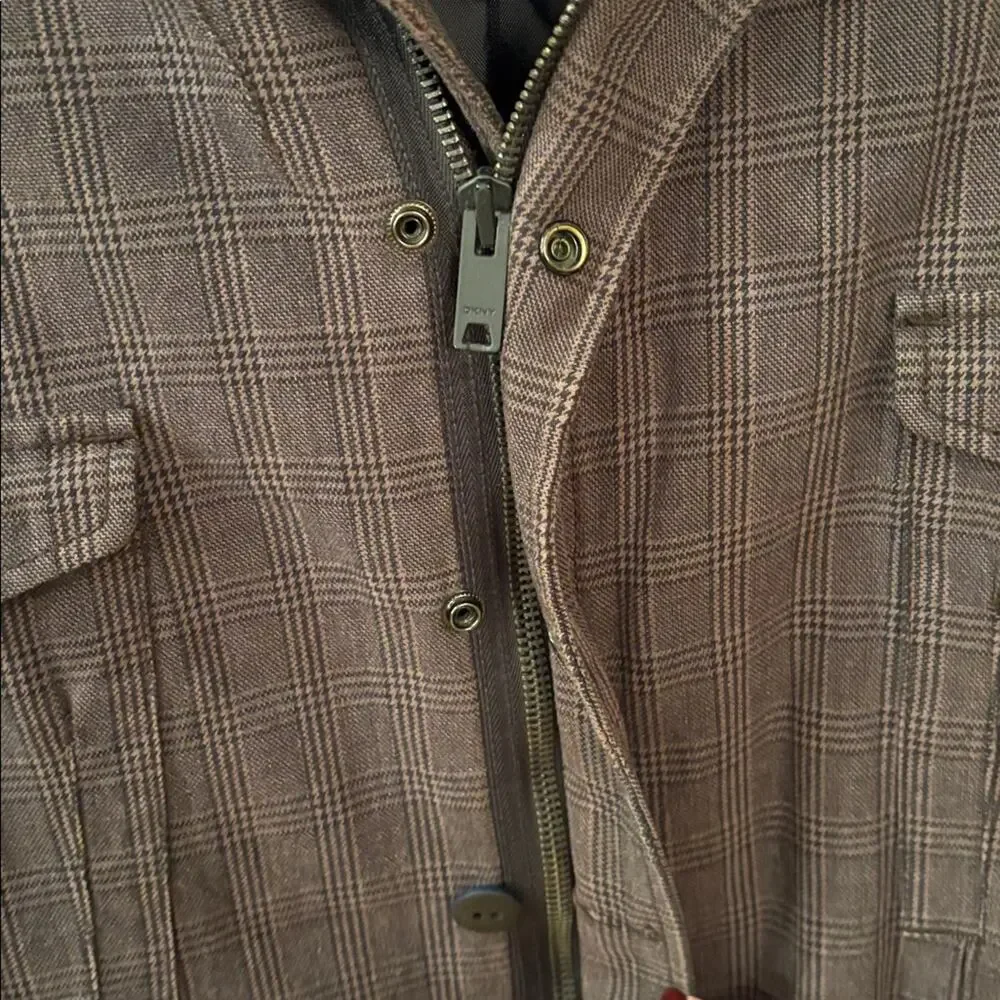 DKNY Men's Brown Utility Jacket Size 42R 100% Cotton